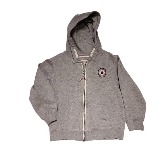 𝅺CONVERSE Kids Full Zip Grey Hoodie Size L 6-7 Yrs - Picture 1 of 6